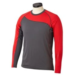 Bauer Pro Long Sleeve Youth Base Layer Top - Dark Grey / Red (2019)